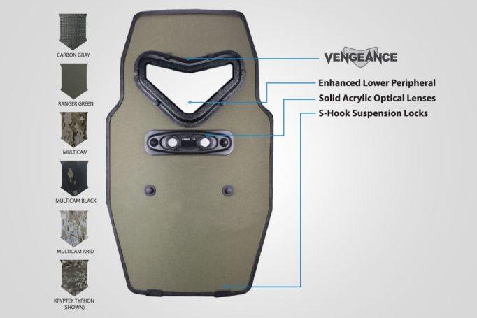 VENGEANCE hard armor shield with tridextrous handle with explanations