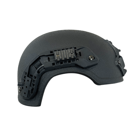 401 Ballistic Helmet with Shroud - Black color - Side view - High Cut