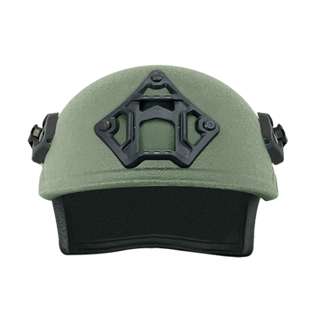 401 Ballistic Helmet with Shroud - Green color - Front view - High Cut