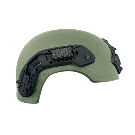 401 Ballistic Helmet with Shroud - Green color - Side view - High Cut