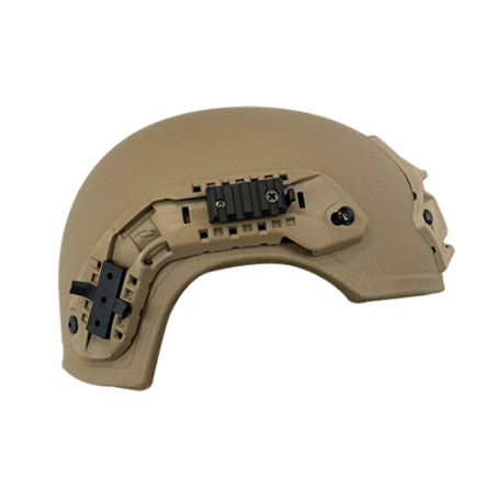 401 Ballistic Helmet with Shroud - Tan color - Side view - High Cut